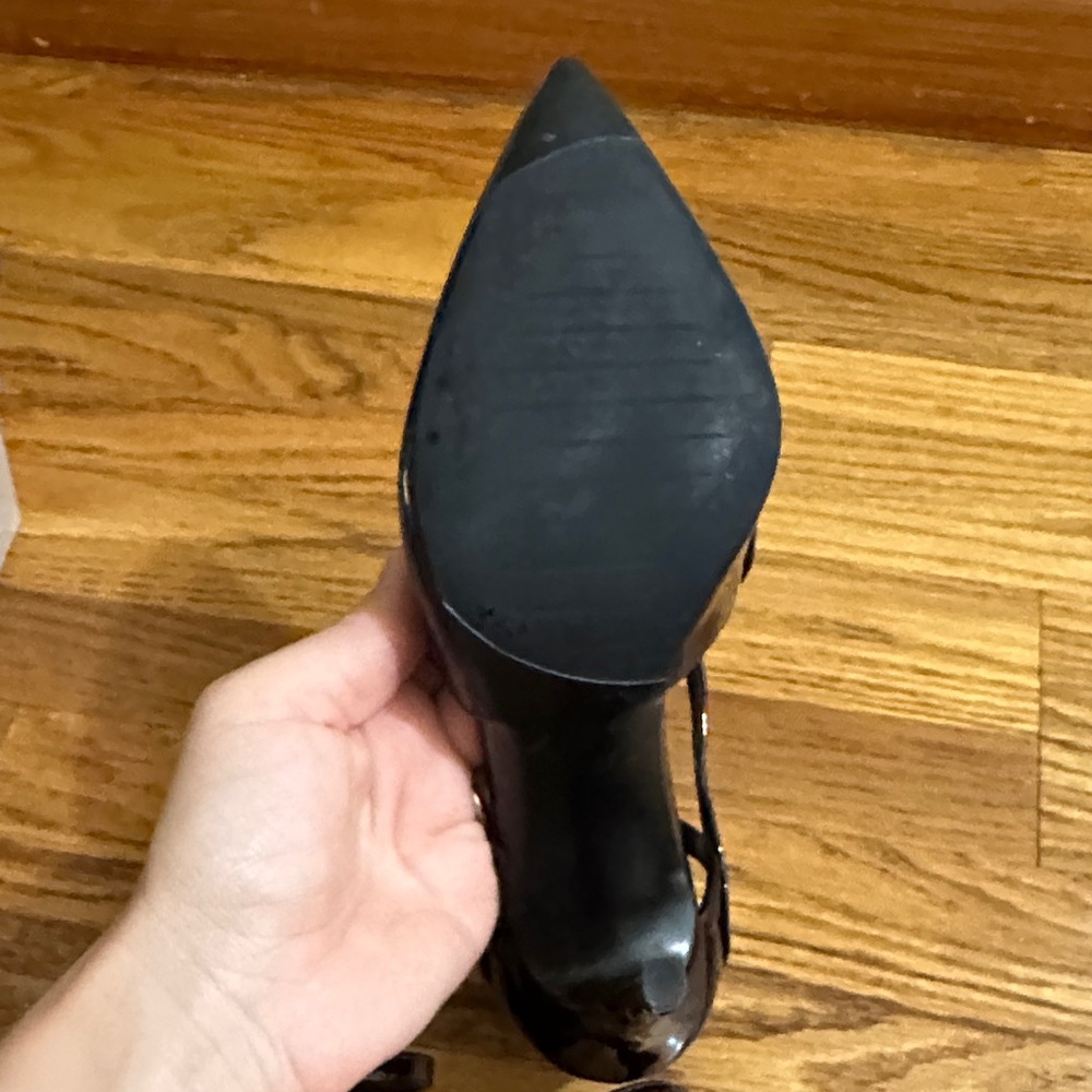 Zara TRF Pointed Toe Double Strap Elegant Burgundy Patent Heels - Picture 7 of 7